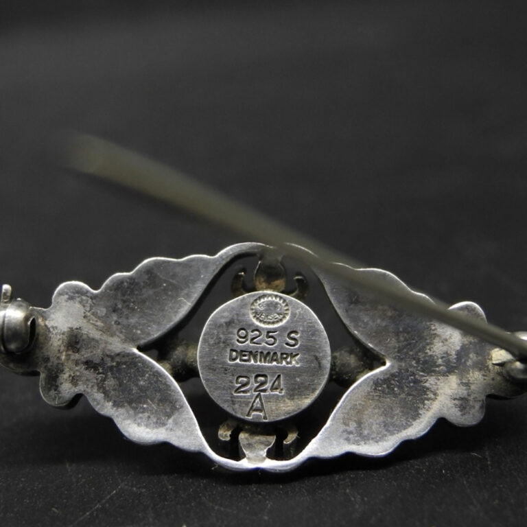 Vintage Georg Jensen sterling silver aventurine brooch