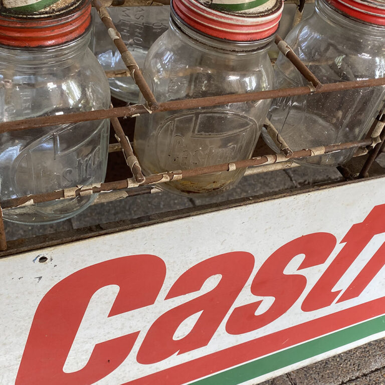 Castrol bottle rack with 12 bottles