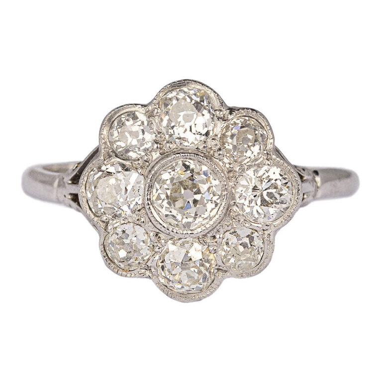 Art Deco platinum diamond daisy ring