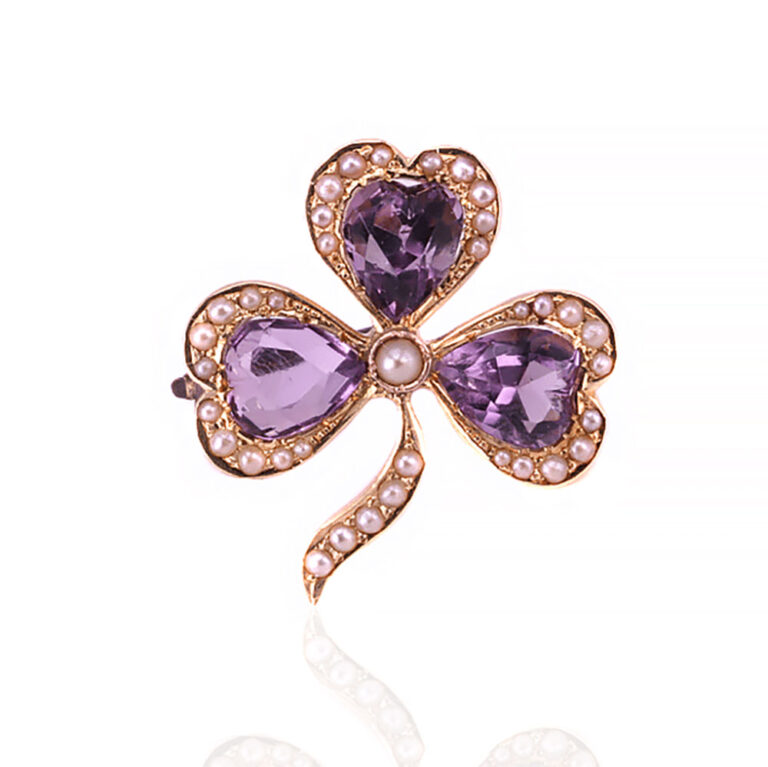 Antique amethyst, seed pearl brooch