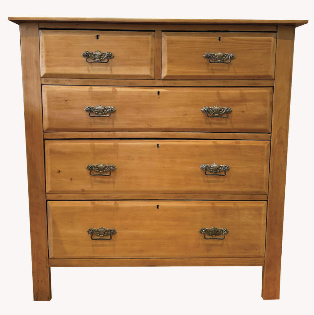 Five drawer pine chest