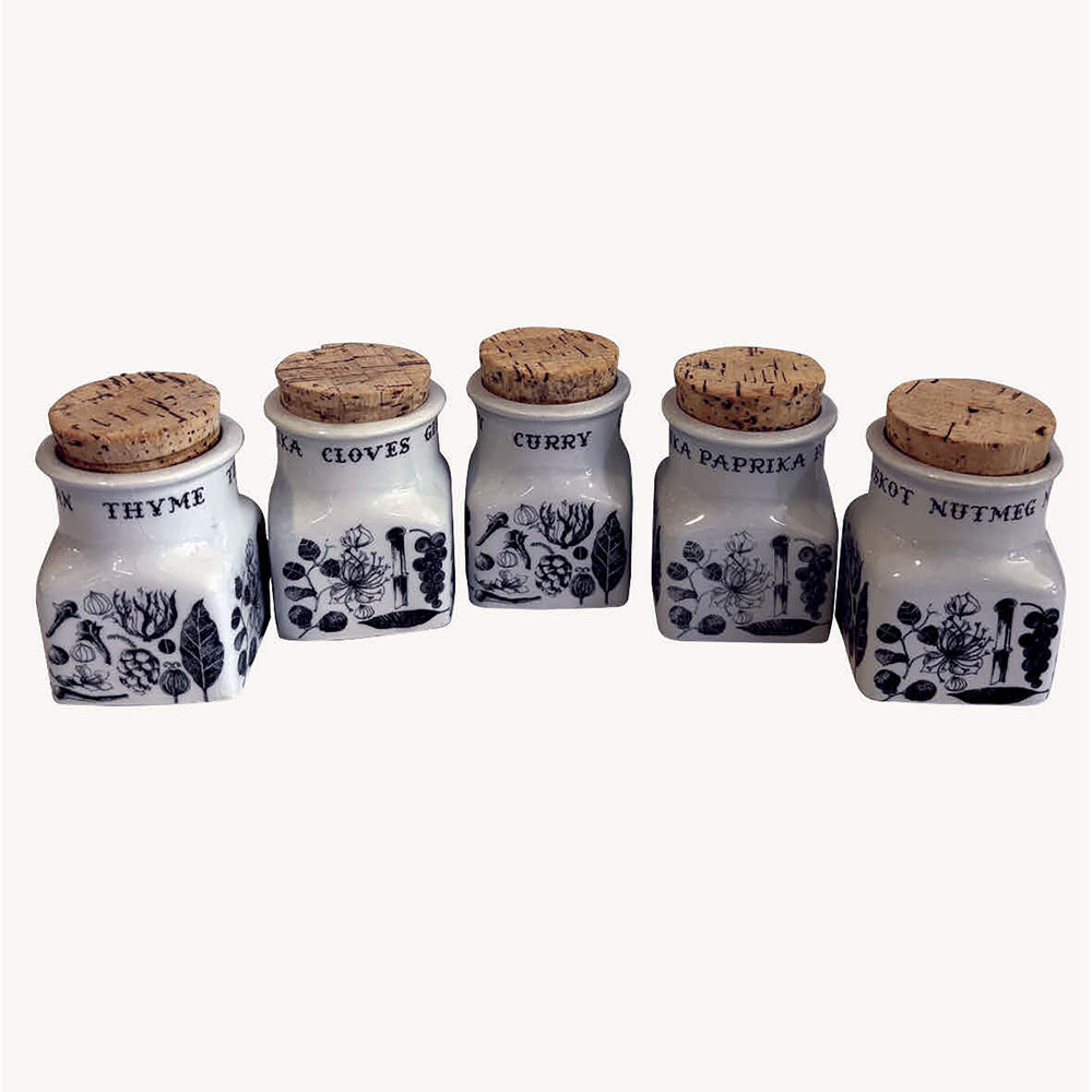 A mid century ceramic spice set by Arabia, Finland.