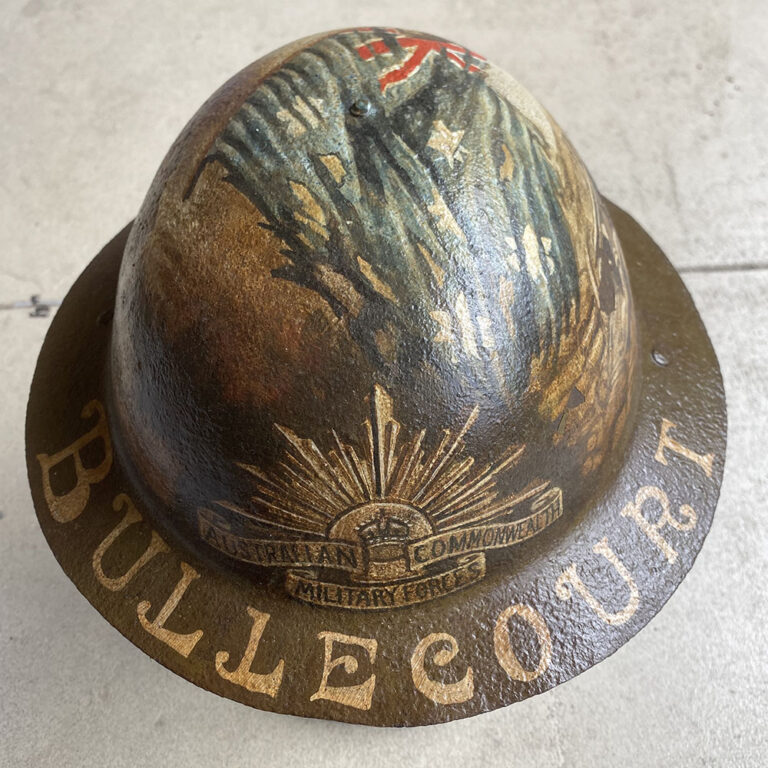 Hand painted ‘Brodie’ helmet From Bullecourt 1917