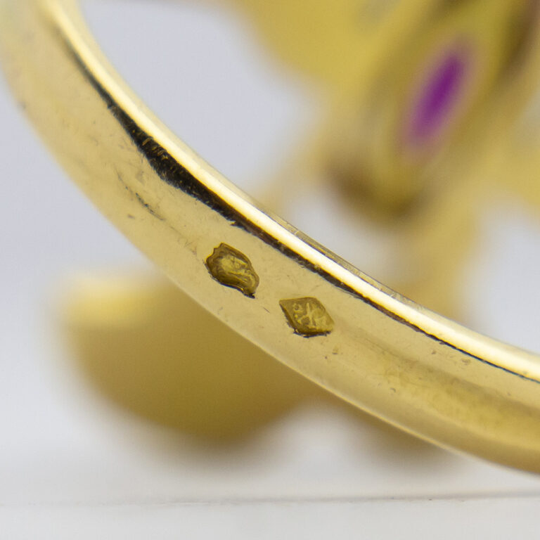 French 'Papyrus' ring in Egyptian revival style