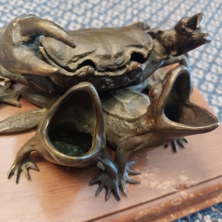 Novelty cast metal antique inkwell