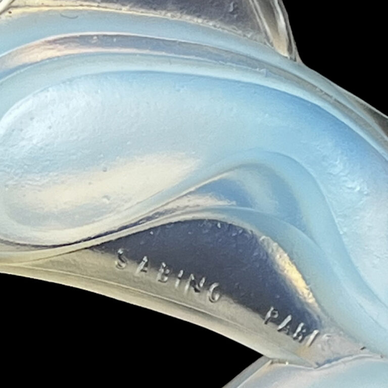 Art Deco opalescent glass gazelle statuette or mascot by Sabino