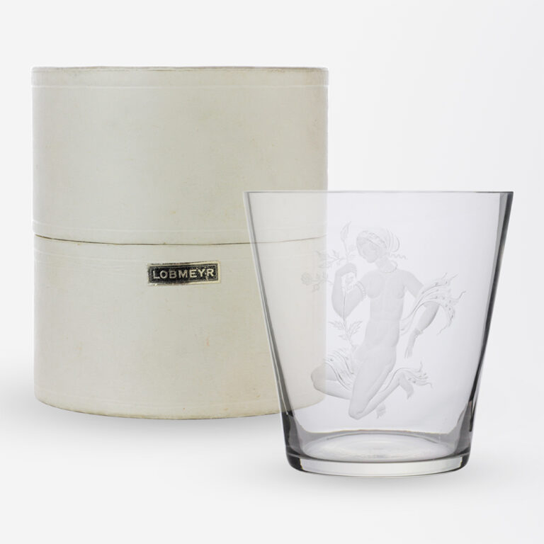 Extremely fine etched glass beaker By Michael Powolny for Lobmeyr of Vienna