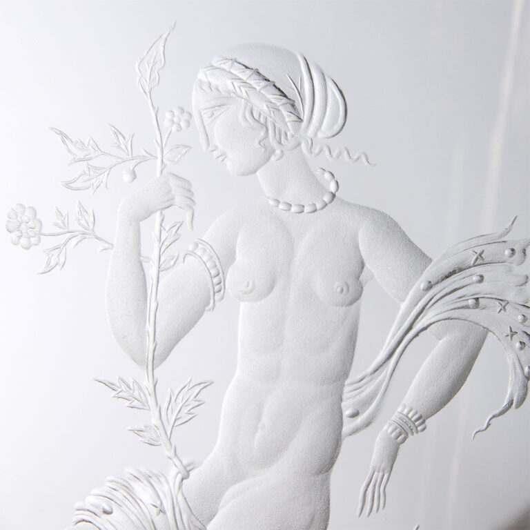 Extremely fine etched glass beaker By Michael Powolny for Lobmeyr of Vienna