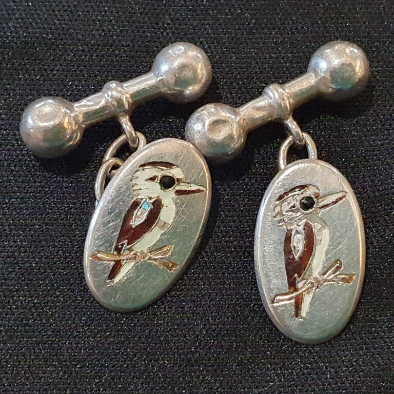 Australian design sterling silver cufflinks, kookaburras