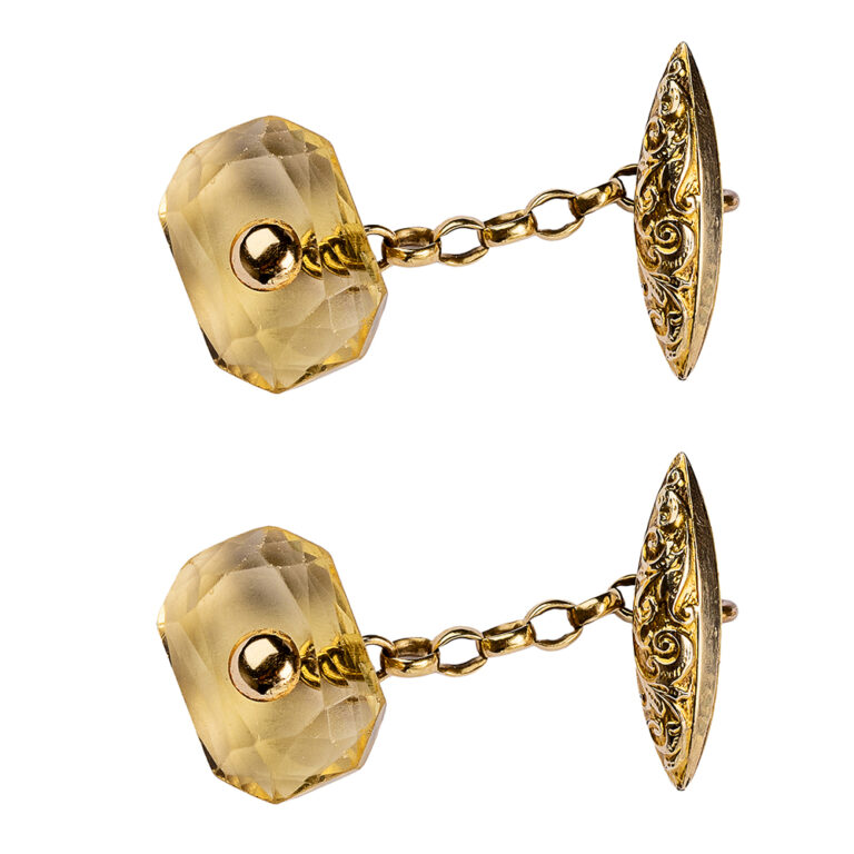 Victorian cufflinks in 9ct yellow gold and citrine