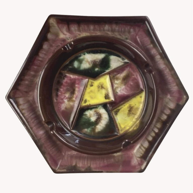 1970s hexagonal ceramic ashtray