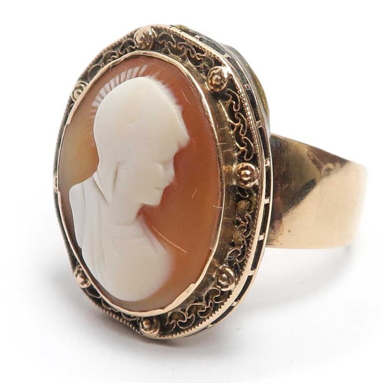 An Antique 14ct Shell Cameo with a Later Addition 14ct Ring Band