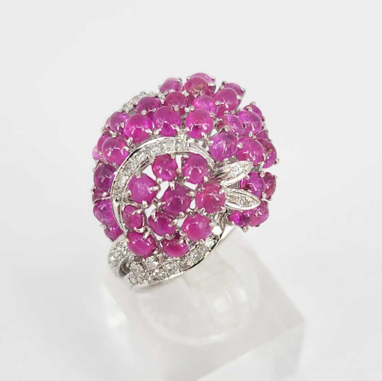 Vintage 18ct White Gold, Ruby and diamond cluster ring-RKTA auction