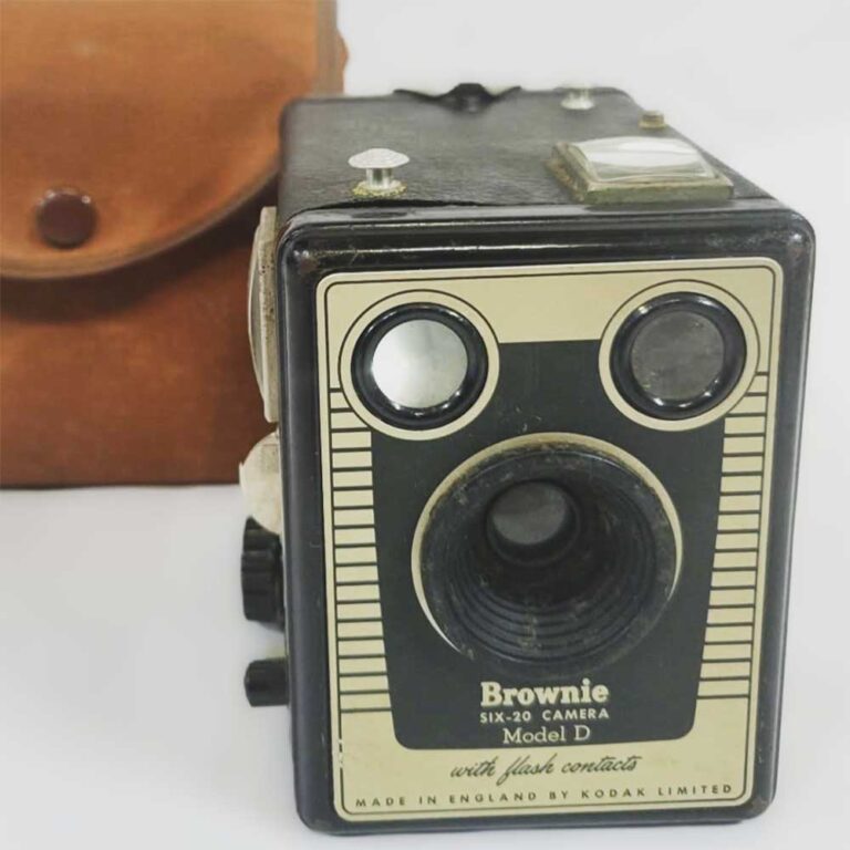 Vintage Kodak Brownie Six-20 Camera Model D Box Camera & Case, c. 1940 at Theodore Bruce Auction