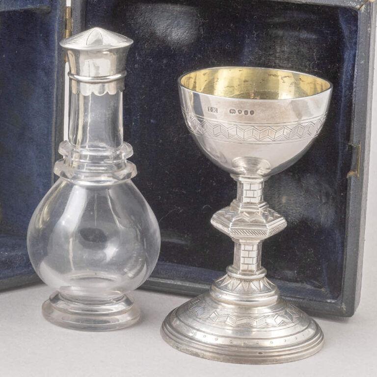 Gilt and sterling silver travelling communion set