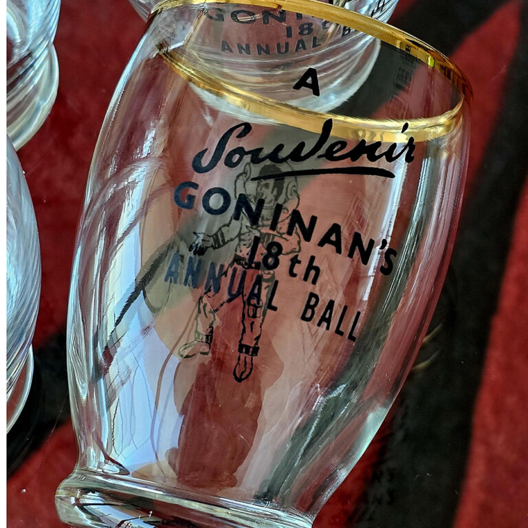 Goninan's set of six souvenir glasses
