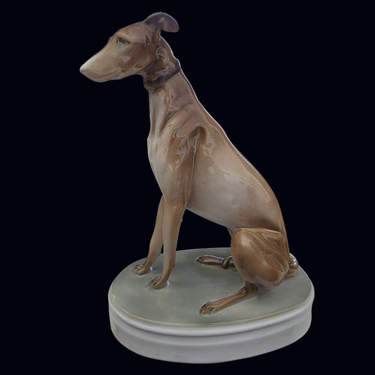 Vintage Zsolnay greyhound porcelain figure