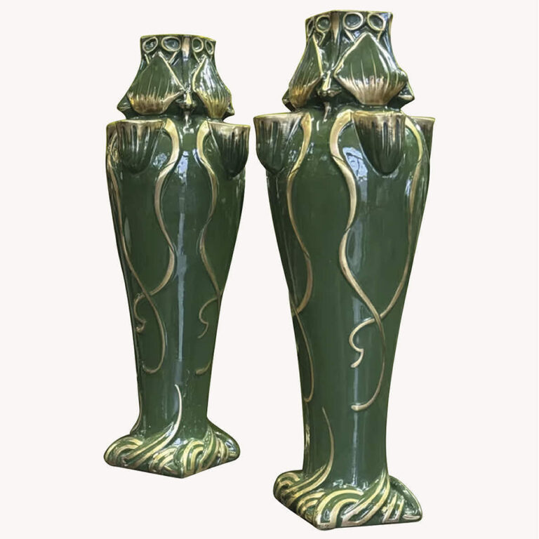 Pair of large French Art Nouveau vases