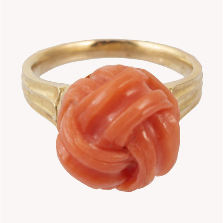 Gold and antique coral ring