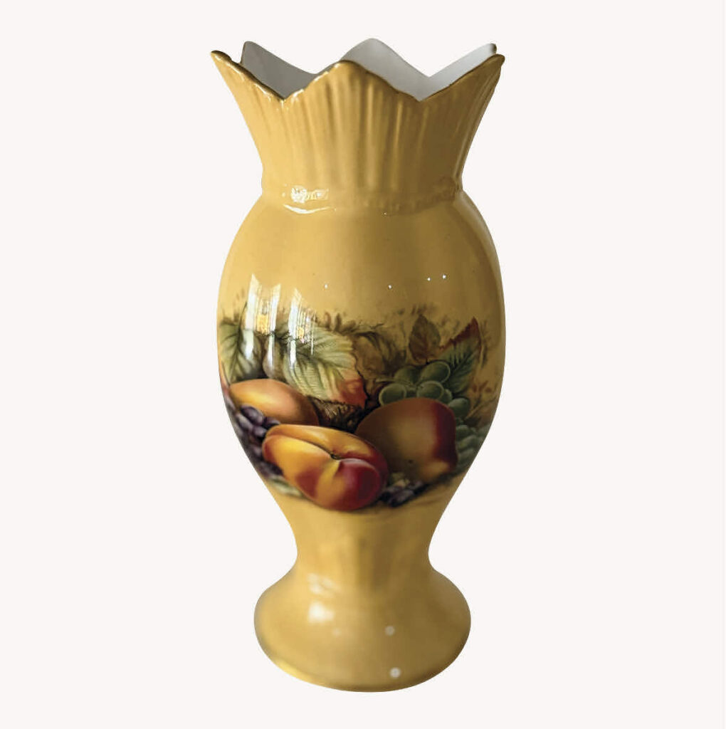 Aynsley ceramic vase orchard gold design