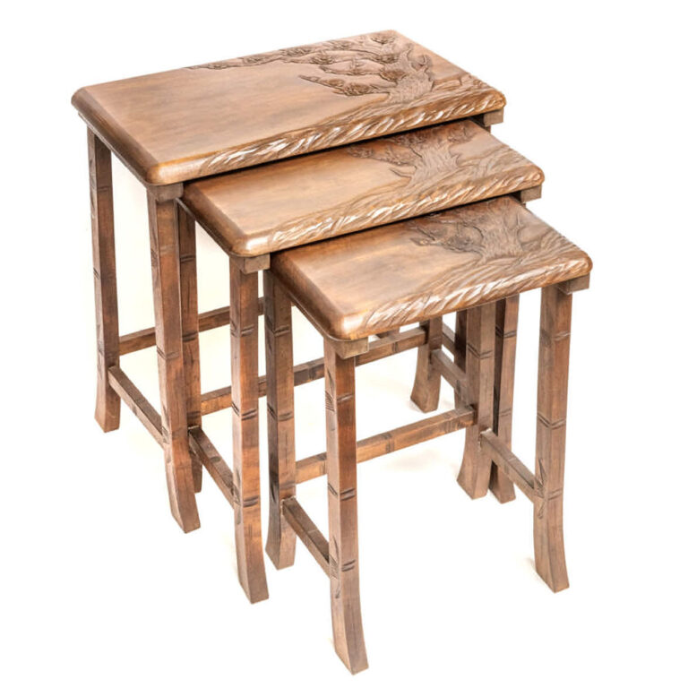 Set of Japanese fruitwood occasional tables