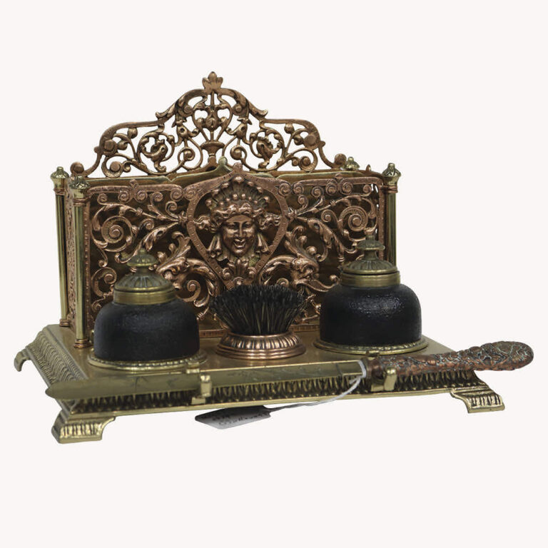 Brass and copper desk set