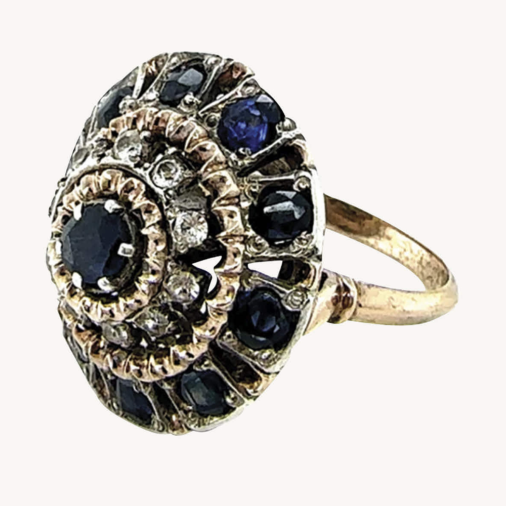 9ct white and blue sapphire cocktail ring