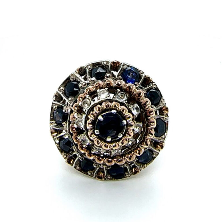 9ct white and blue sapphire cocktail ring