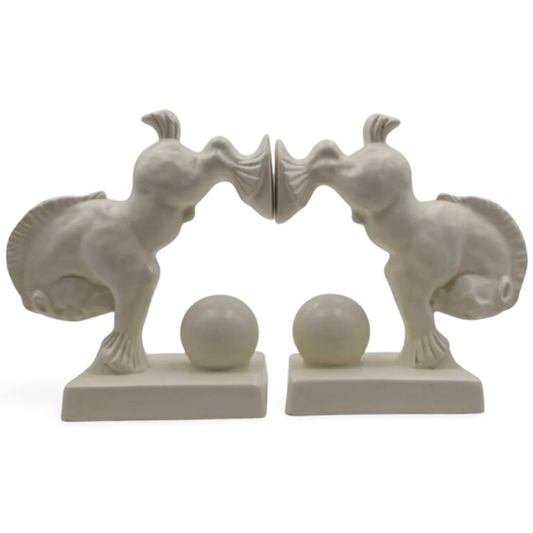 Pair of Spode Art Deco Velamour horse bookends