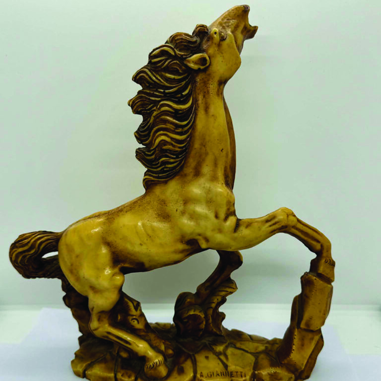 Vintage resin horse sculpture in the style of A. Gianetti.