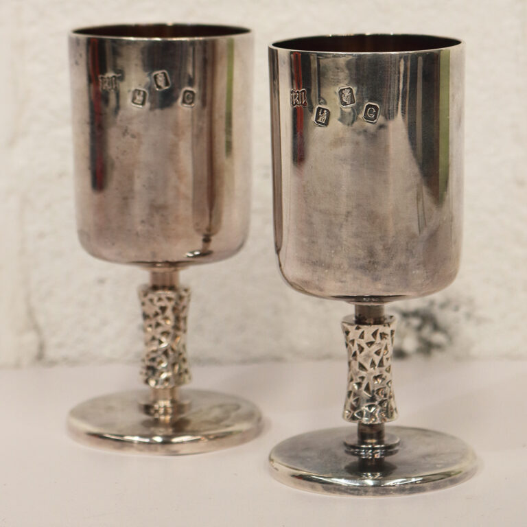 Pair Irish silver goblets
