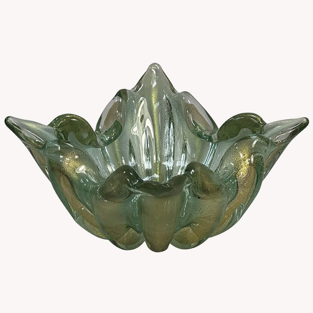 Murano glass green and gold bowl c.1970