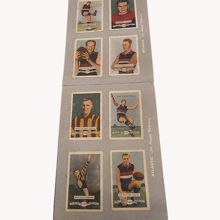 Atlantic VFL football cards album with 64 trading cards