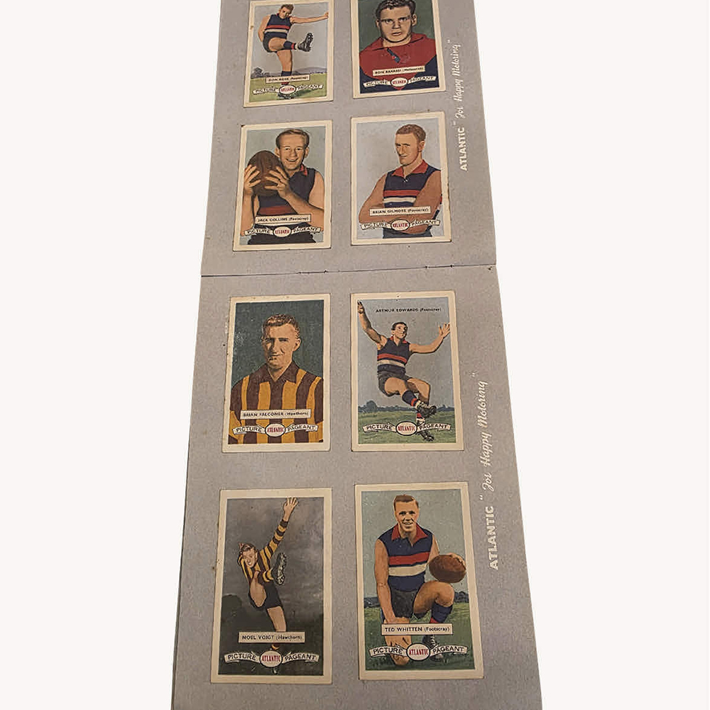 Atlantic VFL football cards album with 64 trading cards