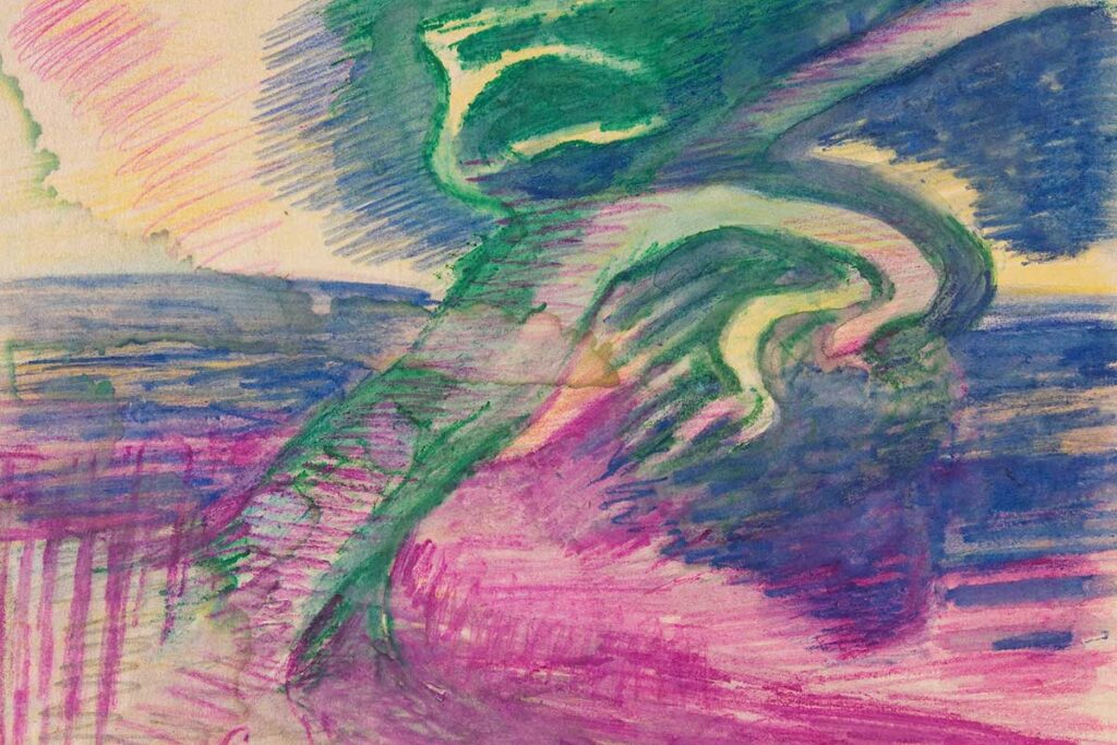 Merric Boyd, Tree, date unknown, watercolour, pencil & coloured pencil on paper. Bundanon Collection. Photo by Rob Little.