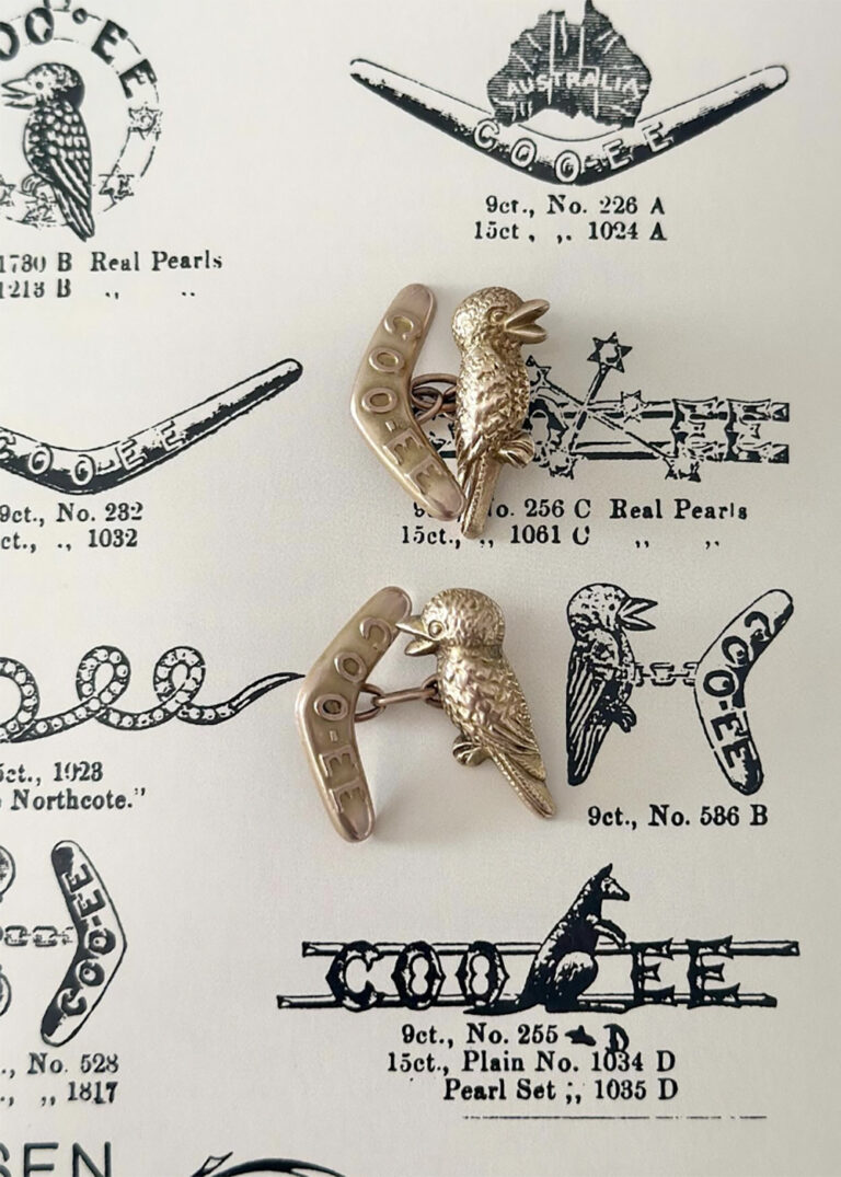 Australian jewellery coo-ee kookaburra gold cufflinks