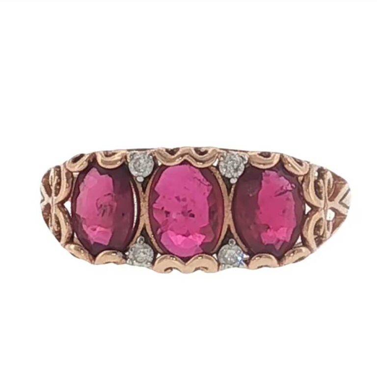 18ct Rose gold ruby 1.50ct and diamond 0.06ct ring Valuation $8,100 Size O