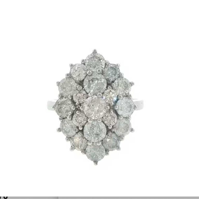 9ct White gold, Diamond 4.59ct cluster ring, Valuation $14,852.00