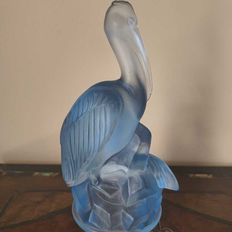Art Deco Walther and Sohne Satin Glass Pelican Flower Frog
