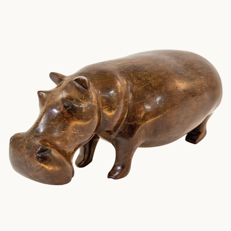 Carved ironwood hippopotamus figurine