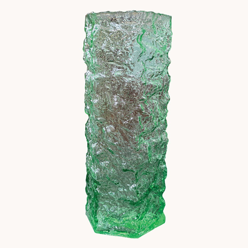A Moravia 1960s glass vase in textured green glass by Vladislav Urban