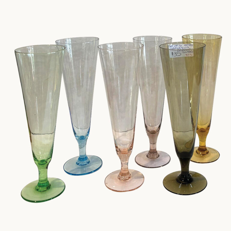 Set of 6 retro Harlequin parfait glasses
