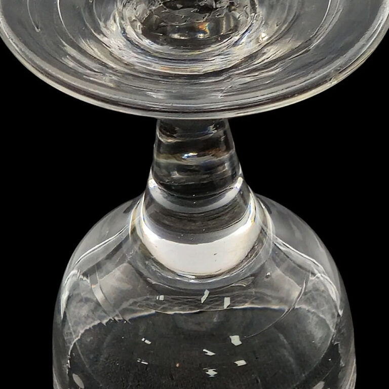 English antique wine glass with engraving, c.1760