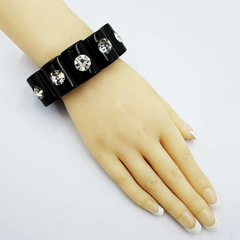 Art Deco bracelet set with rhinestones