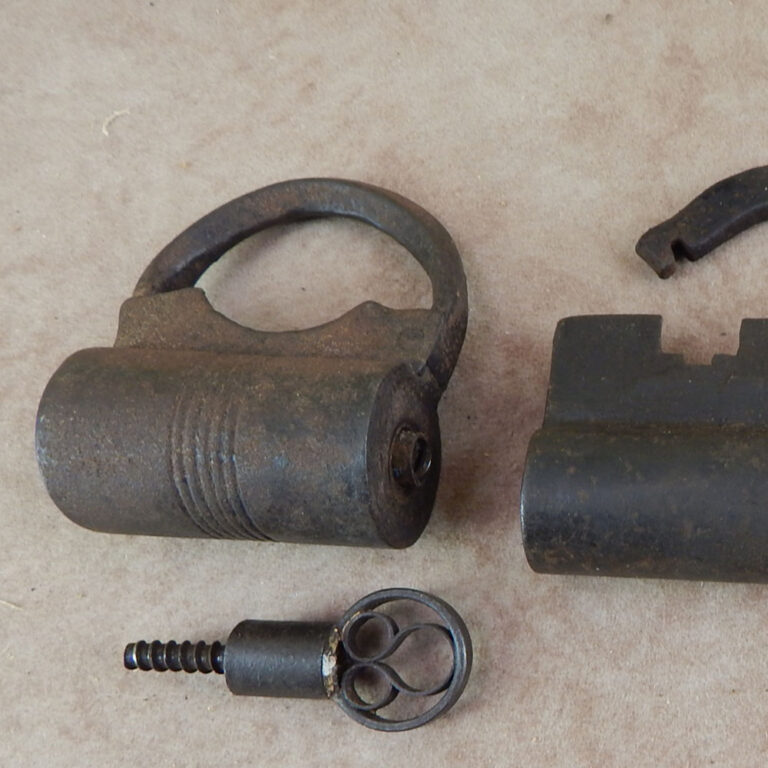 Antique screw-key iron padlocks