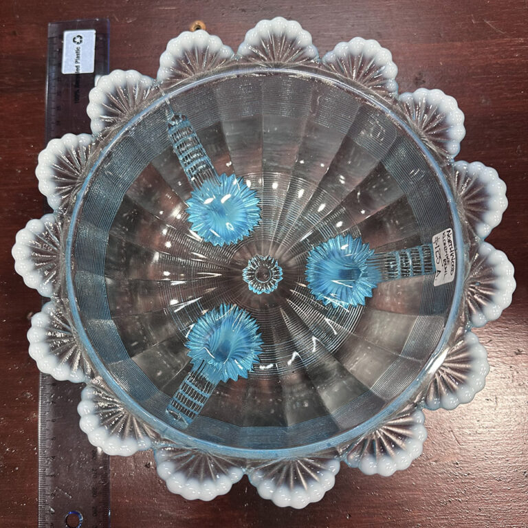 Pressed glass Klondike-footed bowl by Mosser