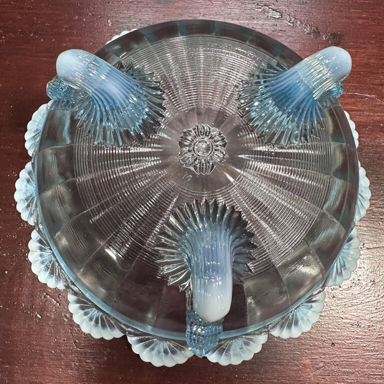 Pressed glass Klondike-footed bowl by Mosser