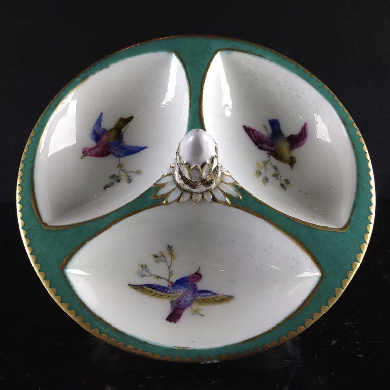A Sevres porcelain triple salt