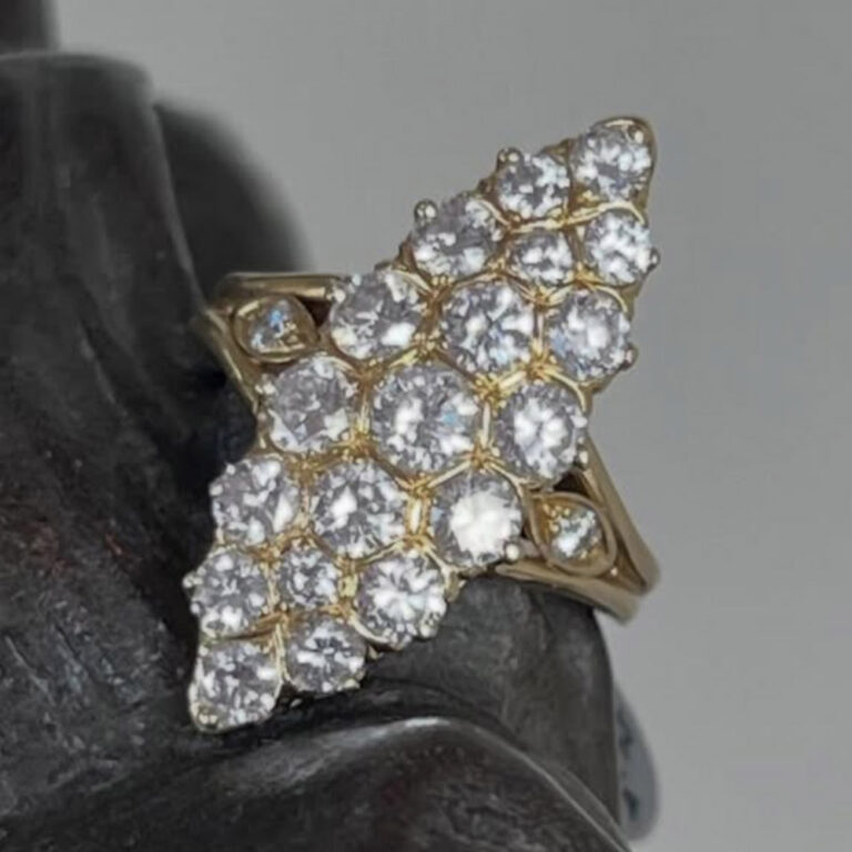 Marquise shape gold and diamond ring