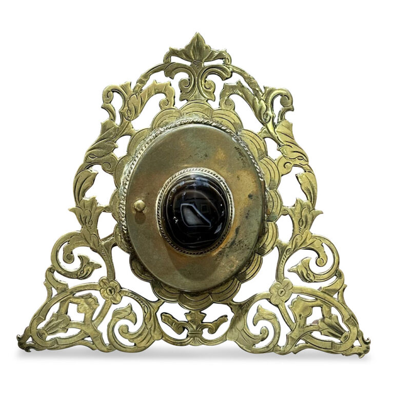 Victorian brass photo frame With cabochon agate c.1890